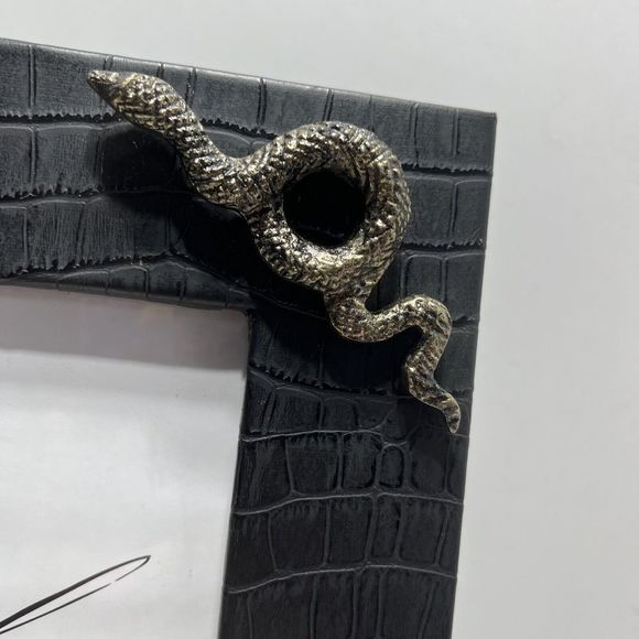 Faux Croc Leather Picture Frame Black Silver Snake 4.5 X 6.5”  by Carla  Carsten - Picture 3 of 8